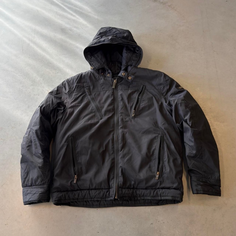 Vintage y2k sean John black zip up hooded puffer jacket